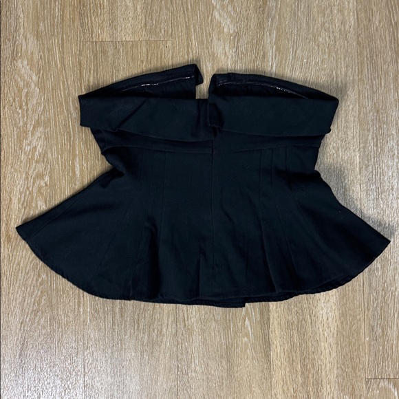 Maeve Anthropologie Black Strapless Plunge Peplum Top Size 4 - Picture 6 of 12